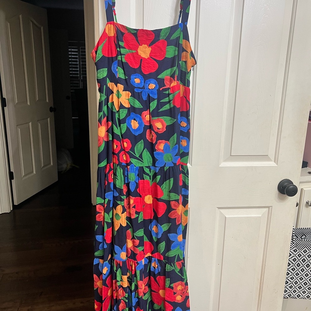 Skies Are Blue Floral Maxi Dress - Black, Red, Blue, Green